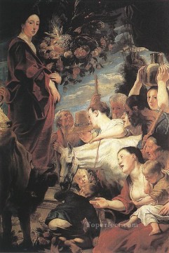  Flemish Oil Painting - Offering to Ceres Goddess of Harvest Flemish Baroque Jacob Jordaens